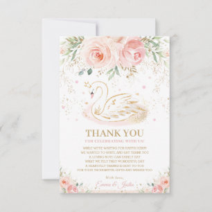 Chic Svan Princess Rosa Blommigt Baby Shower Tack Kort