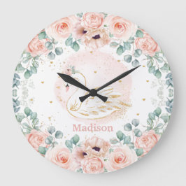 Chic Svan Prinsessan  Poppy Blommigt Bedroom Stor Klocka