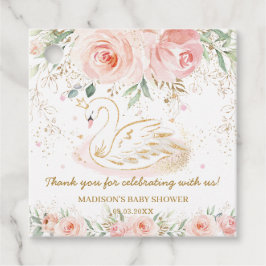 Chic Svan  Rosa Blommigt Baby Shower Birthday Gåvor Etiketter