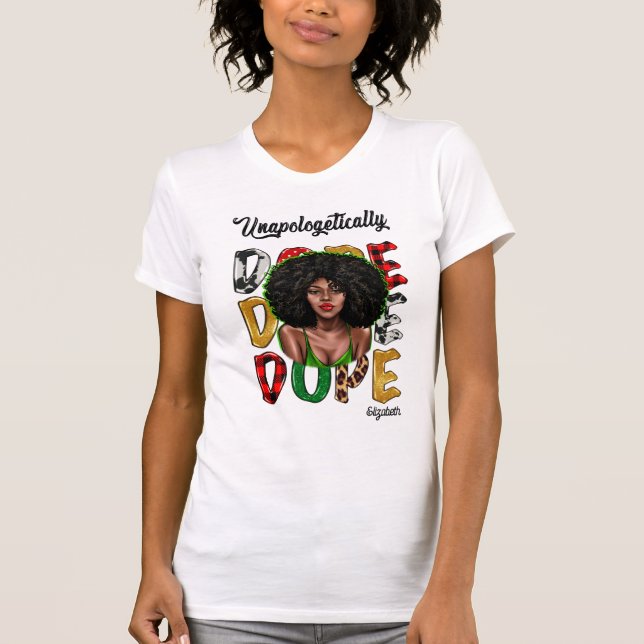 Chic Svart Diva som Utsänderar Modig Självförtroen T Shirt (Framsida)