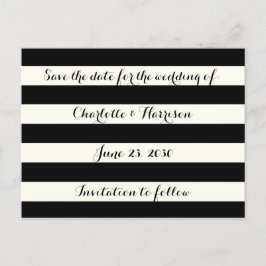 Chic svart elfenben rand Bröllop spara datum Helg Vykort