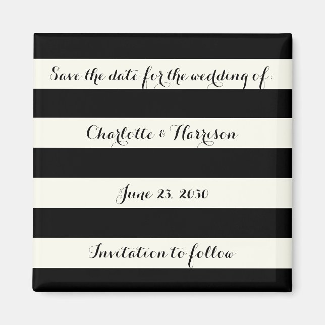 Chic svart elfenben rand Spara datum magneter (Framsidan)