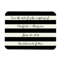 Chic svart elfenben rand Spara datum magneter