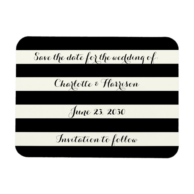 Chic svart elfenben rand Spara datum magneter (Horisontell)