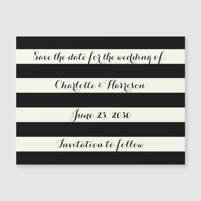 Chic svart elfenben rand Spara datum magneter (Framsida)