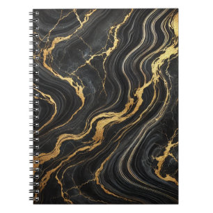 Chic svart och guld metallisk marmorerad look glam anteckningsbok