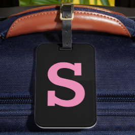 Chic, svart och Rosa, minimalt modernt initialt Br Bagagebricka