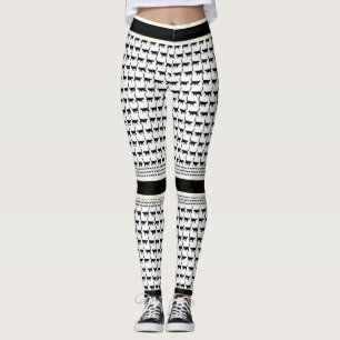 Chic, svart och vit kattutskrift leggings