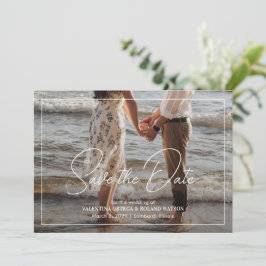 Chic, svart och vitt foto Modern Bröllop Spara Datumet