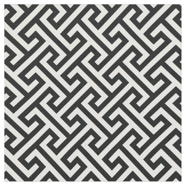 Chic svart och vitt grönt nyckel geometriskt mönst tyg (Närbild)