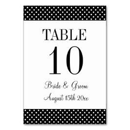 Chic svart och vitt polka dots bröllop bordsnummer