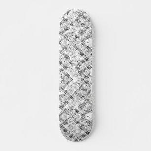 Chic Svart och vitt rand och blommor mönster Mini Skateboard Bräda 18,5 Cm