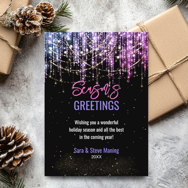 Chic svart rosa glitter ljus jul nytt år (Skapare uppladdad)