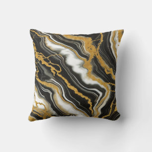 Chic svart vit guld marmor look glamour Kudde