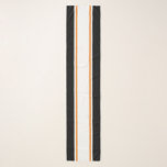 Chic, svart, vit, tunn Orange, Tävla Rand Sjal<br><div class="desc">Den här chicen har en färgstark design med ett vitt vitt,  vitt centrum rand som markerats med flytande orange streck. Att närma det sjudande svarta kant rand är att slutföra sportsammansättningen.</div>