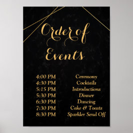 Chic Svarta & Guld Geometric ram Order Poster