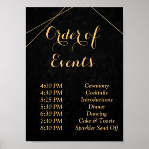 Chic Svarta & Guld Geometric ram Order Poster