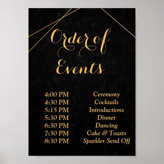 Chic Svarta & Guld Geometric ram Order Poster (Framsidan)