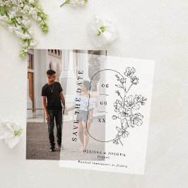 Chic Svarta och vita Blommar Bröllop spara datum