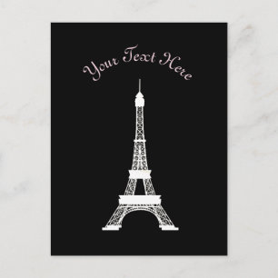 Chic Svarta och vita Fransken Stil Eiffel Torn Vykort