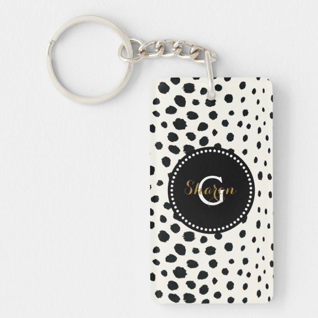 Chic svartvit cheetah print mönster monogram (Framsidan)