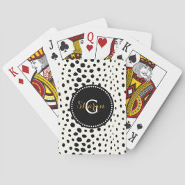Chic svartvit cheetah print mönster monogram casinokort