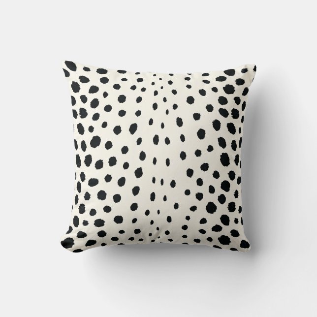 Chic svartvit cheetah print mönster monogram kudde (Framsida)