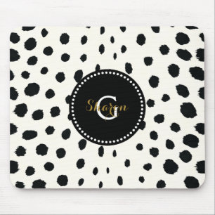 Chic svartvit cheetah print mönster monogram musmatta