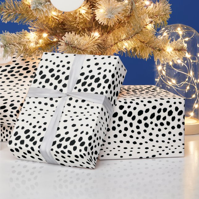 Chic svartvit cheetah print mönster monogram presentpapper (Helgdagar)