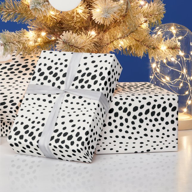 Chic svartvit cheetah print mönster monogram presentpapper (Helgdagar)