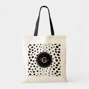 Chic svartvit cheetah print mönster monogram tygkasse