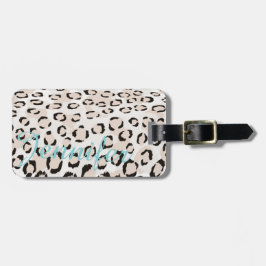 Chic svartvit cheetah-tryckmonogram bagagebricka