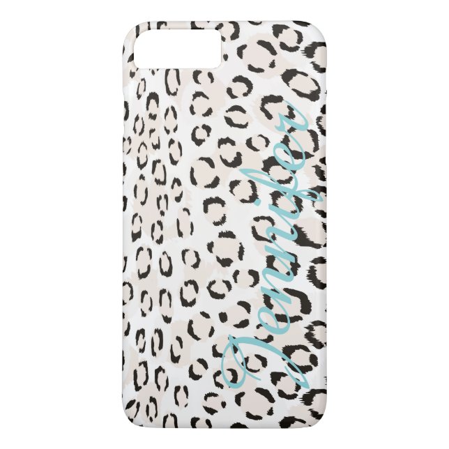 Chic svartvit cheetah-tryckmonogram Case-Mate iPhone skal (Baksida)