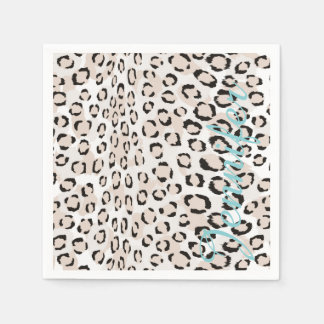 Chic svartvit cheetah-tryckmonogram pappersservett