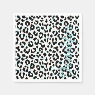 Chic svartvit cheetah-tryckmonogram pappersservett
