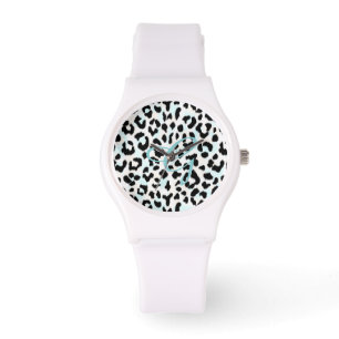 Chic svartvit cheetahtryckmonogram armbandsur