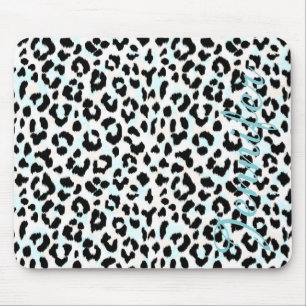 Chic svartvit cheetahtryckmonogram musmatta