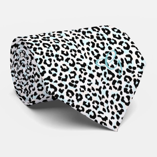 Chic svartvit cheetahtryckmonogram slips (Rullad)