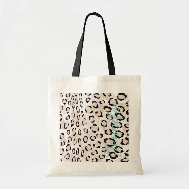 Chic svartvit cheetahtryckmonogram tygkasse (Framsidan)