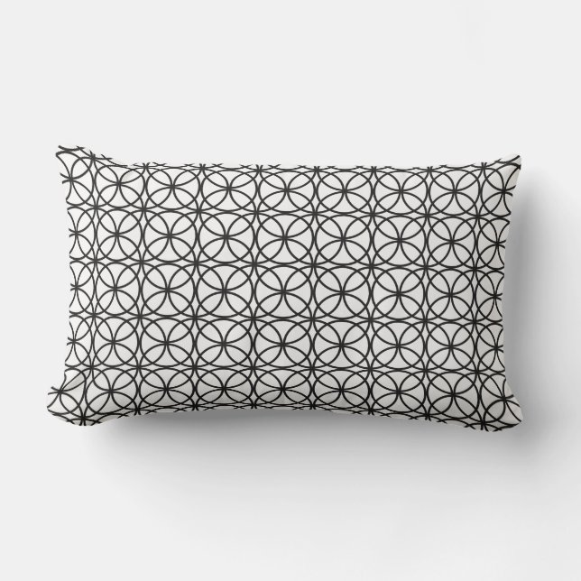 Chic Svartvit cirkel Geometric Mönster utomhus Lumbarkudde (Framsida)