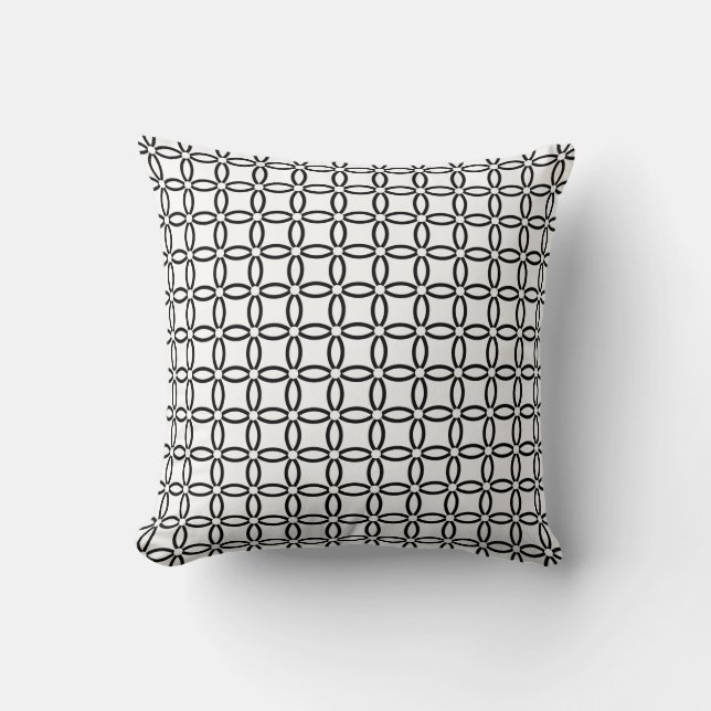 Chic Svartvit kvadrat Geometric Mönster Kudde (Framsida)