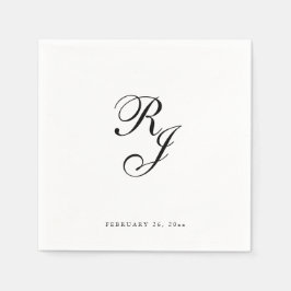 Chic Svartvit monogram Bröllop Napkins Pappersservett
