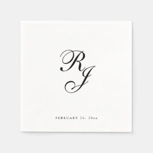 Chic Svartvit monogram Bröllop Napkins Pappersservett