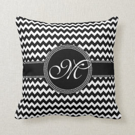 Chic svartvit Monogram för elegant sparre Kudde