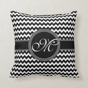 Chic svartvit Monogram för elegant sparre Kudde