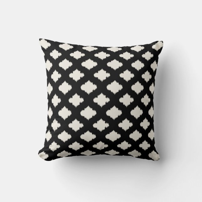 chic svartvit moroccan mönster ikat-kudde kudde (Framsida)