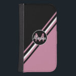 Chic svartvit och ro monogram plånboksfodral för samsung galaxy s4<br><div class="desc">Contemporary snyggt,  svartvita telefonfodral och ro rosa,  helt och hållet anpassade genom att lägga till ditt namn och ett monogram</div>