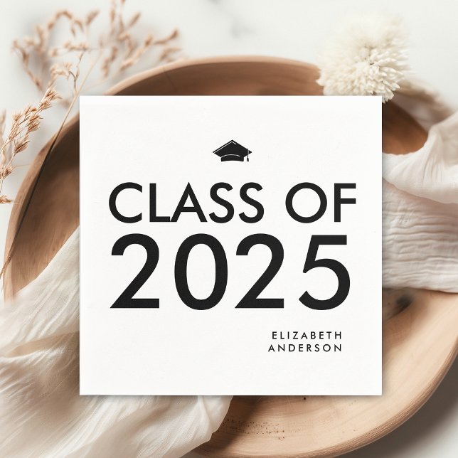 Chic Svartvit Personlig, Studentfest Pappersservett (Skapare uppladdad)