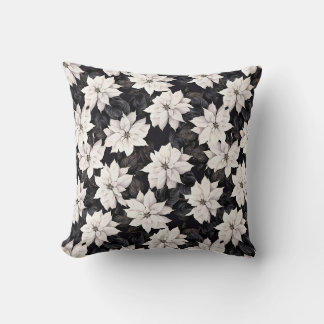 Chic svartvit poinsettia kudde