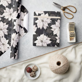 Chic svartvit poinsettia presentpapper